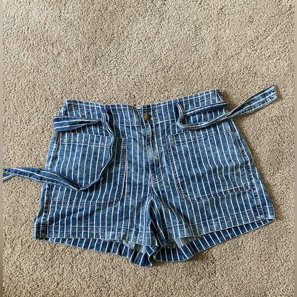 AE Stretch Highest Waist Striped Mom Shorts